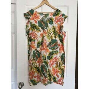 Nicole Miller Dress Size XL 100% Linen Tropical Floral